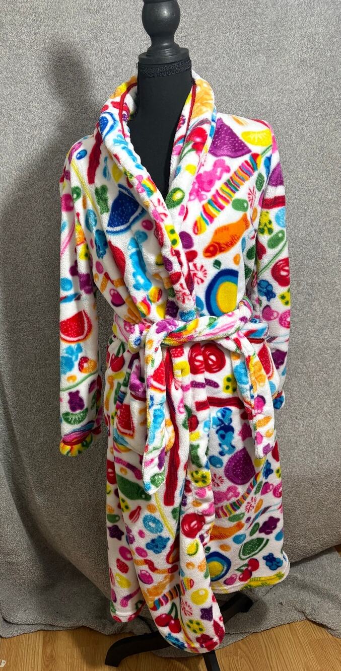 Dylans Candy Bar M Candy Spill Fuzzy Plush Robe Colorful